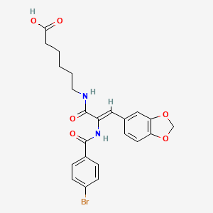 6-{[(2Z)-3-(1,3-benzodioxol-5-yl)-2-{[(4-bromophenyl)carbonyl]amino}prop-2-enoyl]amino}hexanoic acid