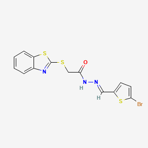 molecular formula C14H10BrN3OS3 B11664795 2-(1,3-benzothiazol-2-ylsulfanyl)-N'-[(E)-(5-bromothiophen-2-yl)methylidene]acetohydrazide CAS No. 303107-47-3