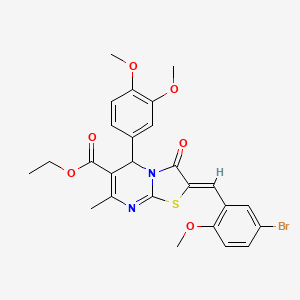 molecular formula C26H25BrN2O6S B11664810 ethyl (2Z)-2-(5-bromo-2-methoxybenzylidene)-5-(3,4-dimethoxyphenyl)-7-methyl-3-oxo-2,3-dihydro-5H-[1,3]thiazolo[3,2-a]pyrimidine-6-carboxylate 