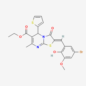 molecular formula C22H19BrN2O5S2 B11664847 ethyl (2Z)-2-(5-bromo-2-hydroxy-3-methoxybenzylidene)-7-methyl-3-oxo-5-(thiophen-2-yl)-2,3-dihydro-5H-[1,3]thiazolo[3,2-a]pyrimidine-6-carboxylate 