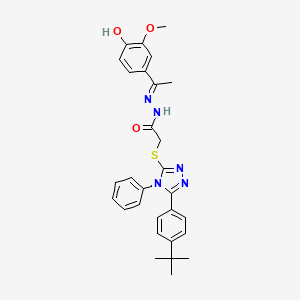 2-{[5-(4-tert-butylphenyl)-4-phenyl-4H-1,2,4-triazol-3-yl]sulfanyl}-N'-[(1E)-1-(4-hydroxy-3-methoxyphenyl)ethylidene]acetohydrazide