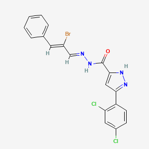 molecular formula C19H13BrCl2N4O B11664861 N'-[(1E,2Z)-2-bromo-3-phenylprop-2-en-1-ylidene]-3-(2,4-dichlorophenyl)-1H-pyrazole-5-carbohydrazide 