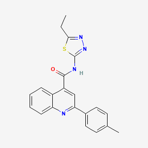 molecular formula C21H18N4OS B11664862 N-(5-ethyl-1,3,4-thiadiazol-2-yl)-2-(4-methylphenyl)quinoline-4-carboxamide 