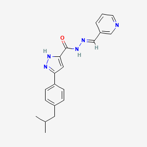 molecular formula C20H21N5O B11664921 3-(4-isobutylphenyl)-N'-[(E)-3-pyridinylmethylidene]-1H-pyrazole-5-carbohydrazide 