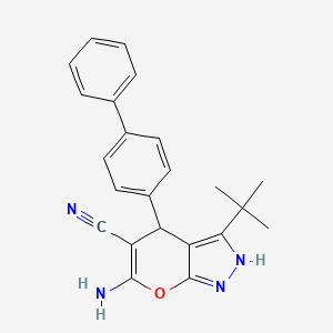 6-Amino-4-(biphenyl-4-yl)-3-tert-butyl-1,4-dihydropyrano[2,3-c]pyrazole-5-carbonitrile