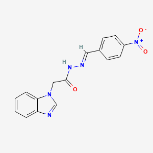 molecular formula C16H13N5O3 B11664984 2-(1H-benzimidazol-1-yl)-N'-[(E)-(4-nitrophenyl)methylidene]acetohydrazide 