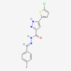 3-(5-chlorothiophen-2-yl)-N'-[(E)-(4-fluorophenyl)methylidene]-1H-pyrazole-5-carbohydrazide