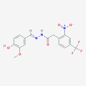 molecular formula C17H14F3N3O5 B11665023 N'-[(E)-(4-hydroxy-3-methoxyphenyl)methylidene]-2-[2-nitro-4-(trifluoromethyl)phenyl]acetohydrazide 