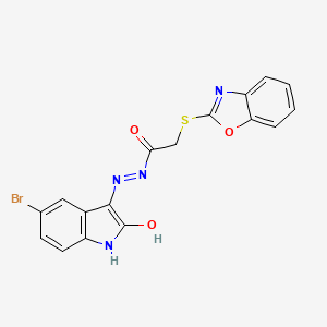 2-(1,3-benzoxazol-2-ylsulfanyl)-N'-[(3Z)-5-bromo-2-oxo-1,2-dihydro-3H-indol-3-ylidene]acetohydrazide