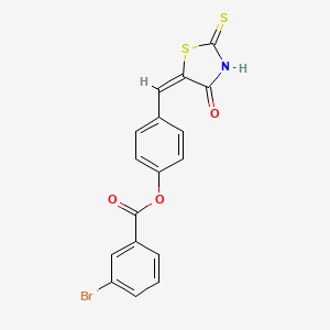 4-[(E)-(4-oxo-2-thioxo-1,3-thiazolidin-5-ylidene)methyl]phenyl 3-bromobenzoate