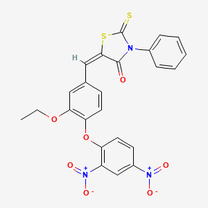 molecular formula C24H17N3O7S2 B11665047 (5E)-5-[4-(2,4-dinitrophenoxy)-3-ethoxybenzylidene]-3-phenyl-2-thioxo-1,3-thiazolidin-4-one 