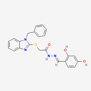 molecular formula C23H20N4O3S B11665067 2-[(1-benzyl-1H-benzimidazol-2-yl)sulfanyl]-N'-[(E)-(2,4-dihydroxyphenyl)methylidene]acetohydrazide 