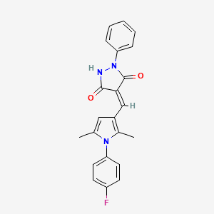 (4E)-4-{[1-(4-fluorophenyl)-2,5-dimethyl-1H-pyrrol-3-yl]methylidene}-1-phenylpyrazolidine-3,5-dione