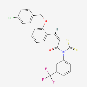 (5E)-5-{2-[(4-chlorobenzyl)oxy]benzylidene}-2-thioxo-3-[3-(trifluoromethyl)phenyl]-1,3-thiazolidin-4-one