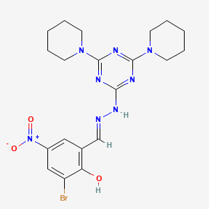 2-bromo-6-[(E)-{2-[4,6-di(piperidin-1-yl)-1,3,5-triazin-2-yl]hydrazinylidene}methyl]-4-nitrophenol