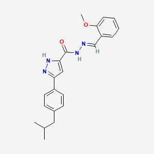 N'-[(E)-(2-methoxyphenyl)methylidene]-3-[4-(2-methylpropyl)phenyl]-1H-pyrazole-5-carbohydrazide