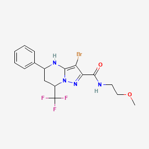 molecular formula C17H18BrF3N4O2 B11665144 3-bromo-N-(2-methoxyethyl)-5-phenyl-7-(trifluoromethyl)-4,5,6,7-tetrahydropyrazolo[1,5-a]pyrimidine-2-carboxamide 