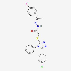 2-{[5-(4-chlorophenyl)-4-phenyl-4H-1,2,4-triazol-3-yl]sulfanyl}-N'-[(1E)-1-(4-fluorophenyl)ethylidene]acetohydrazide