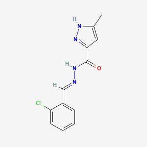 molecular formula C12H11ClN4O B11665181 N'-[(E)-(2-chlorophenyl)methylidene]-3-methyl-1H-pyrazole-5-carbohydrazide 