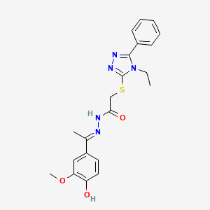 2-[(4-ethyl-5-phenyl-4H-1,2,4-triazol-3-yl)sulfanyl]-N'-[(1E)-1-(4-hydroxy-3-methoxyphenyl)ethylidene]acetohydrazide