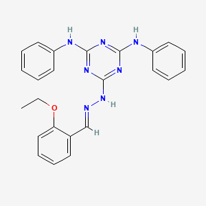 molecular formula C24H23N7O B11665220 6-[(2E)-2-(2-ethoxybenzylidene)hydrazinyl]-N,N'-diphenyl-1,3,5-triazine-2,4-diamine 