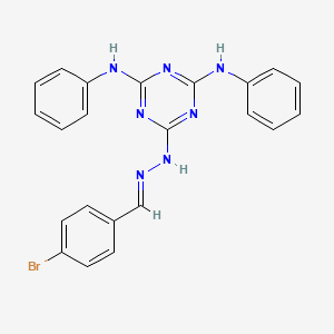 molecular formula C22H18BrN7 B11665245 6-[(2E)-2-(4-bromobenzylidene)hydrazinyl]-N,N'-diphenyl-1,3,5-triazine-2,4-diamine 