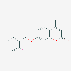 molecular formula C17H13FO3 B11665254 7-[(2-fluorobenzyl)oxy]-4-methyl-2H-chromen-2-one 