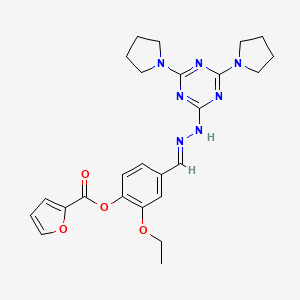 4-[(E)-{2-[4,6-di(pyrrolidin-1-yl)-1,3,5-triazin-2-yl]hydrazinylidene}methyl]-2-ethoxyphenyl furan-2-carboxylate