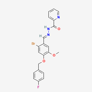 molecular formula C21H17BrFN3O3 B11665272 N'-[(E)-{2-bromo-4-[(4-fluorobenzyl)oxy]-5-methoxyphenyl}methylidene]pyridine-2-carbohydrazide 