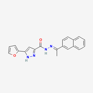 molecular formula C20H16N4O2 B11665304 3-(2-Furyl)-N'-(1-(2-naphthyl)ethylidene)-1H-pyrazole-5-carbohydrazide 