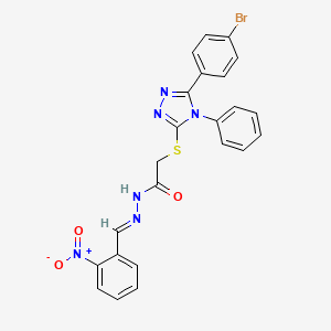 2-{[5-(4-bromophenyl)-4-phenyl-4H-1,2,4-triazol-3-yl]sulfanyl}-N'-[(E)-(2-nitrophenyl)methylidene]acetohydrazide