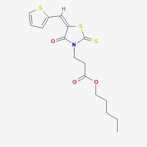 pentyl 3-[(5E)-4-oxo-5-(thiophen-2-ylmethylidene)-2-thioxo-1,3-thiazolidin-3-yl]propanoate