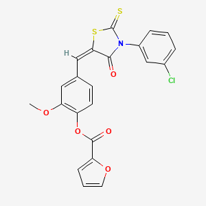 4-{(E)-[3-(3-chlorophenyl)-4-oxo-2-thioxo-1,3-thiazolidin-5-ylidene]methyl}-2-methoxyphenyl furan-2-carboxylate