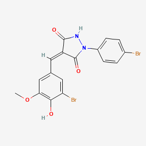 (4Z)-4-[(3-bromo-4-hydroxy-5-methoxyphenyl)methylidene]-1-(4-bromophenyl)pyrazolidine-3,5-dione