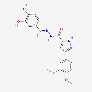 molecular formula C19H18N4O5 B11665362 N'-(3,4-DI-HO-Benzylidene)-3-(3,4-dimethoxyphenyl)-1H-pyrazole-5-carbohydrazide 