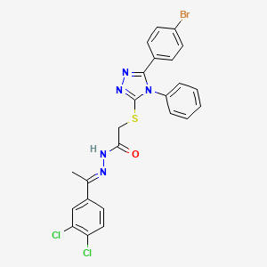 molecular formula C24H18BrCl2N5OS B11665365 2-{[5-(4-bromophenyl)-4-phenyl-4H-1,2,4-triazol-3-yl]sulfanyl}-N'-[(1E)-1-(3,4-dichlorophenyl)ethylidene]acetohydrazide 