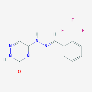 molecular formula C11H8F3N5O B11665429 (E)-5-(2-(2-(trifluoromethyl)benzylidene)hydrazinyl)-1,2,4-triazin-3(2H)-one 