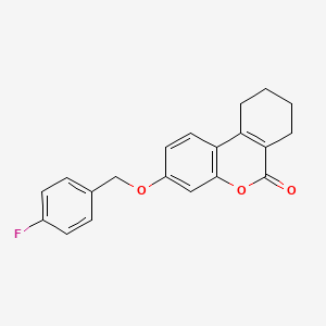 molecular formula C20H17FO3 B11665436 3-((4-Fluorobenzyl)oxy)-7,8,9,10-tetrahydro-6H-benzo(C)chromen-6-one 