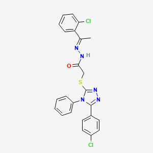 N-[(Z)-1-(2-chlorophenyl)ethylideneamino]-2-[[5-(4-chlorophenyl)-4-phenyl-1,2,4-triazol-3-yl]sulfanyl]acetamide