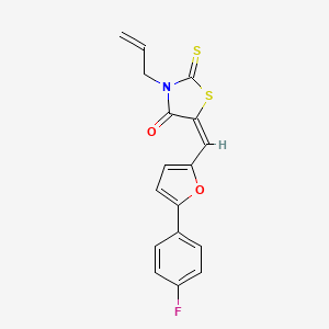 molecular formula C17H12FNO2S2 B11665442 (5E)-5-{[5-(4-fluorophenyl)furan-2-yl]methylidene}-3-(prop-2-en-1-yl)-2-thioxo-1,3-thiazolidin-4-one 