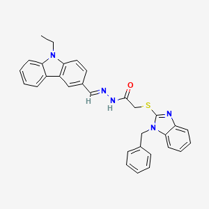 2-[(1-benzyl-1H-benzimidazol-2-yl)sulfanyl]-N'-[(E)-(9-ethyl-9H-carbazol-3-yl)methylidene]acetohydrazide