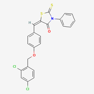 (5E)-5-({4-[(2,4-Dichlorophenyl)methoxy]phenyl}methylidene)-3-phenyl-2-sulfanylidene-1,3-thiazolidin-4-one