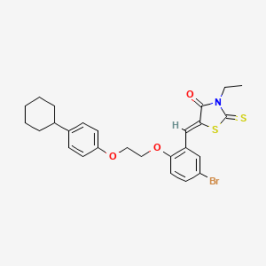 (5Z)-5-({5-Bromo-2-[2-(4-cyclohexylphenoxy)ethoxy]phenyl}methylidene)-3-ethyl-2-sulfanylidene-1,3-thiazolidin-4-one