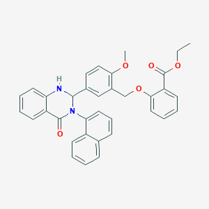 molecular formula C35H30N2O5 B11665474 Ethyl 2-({2-methoxy-5-[3-(naphthalen-1-yl)-4-oxo-1,2,3,4-tetrahydroquinazolin-2-yl]benzyl}oxy)benzoate 