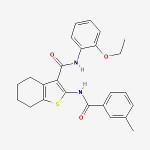 molecular formula C25H26N2O3S B11665480 N-(2-ethoxyphenyl)-2-{[(3-methylphenyl)carbonyl]amino}-4,5,6,7-tetrahydro-1-benzothiophene-3-carboxamide 