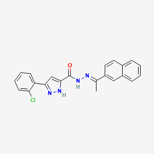 molecular formula C22H17ClN4O B11665481 3-(2-Chlorophenyl)-N'-(1-(2-naphthyl)ethylidene)-1H-pyrazole-5-carbohydrazide 