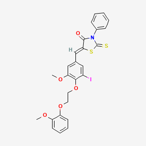 (5Z)-5-{3-iodo-5-methoxy-4-[2-(2-methoxyphenoxy)ethoxy]benzylidene}-3-phenyl-2-thioxo-1,3-thiazolidin-4-one