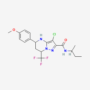 molecular formula C19H22ClF3N4O2 B11665512 N-(butan-2-yl)-3-chloro-5-(4-methoxyphenyl)-7-(trifluoromethyl)-4,5,6,7-tetrahydropyrazolo[1,5-a]pyrimidine-2-carboxamide 