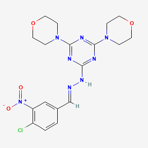 molecular formula C18H21ClN8O4 B11665537 4-Chloro-3-nitrobenzaldehyde (4,6-dimorpholin-4-yl-1,3,5-triazin-2-yl)hydrazone 