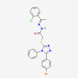 molecular formula C24H19BrClN5OS B11665540 2-{[5-(4-bromophenyl)-4-phenyl-4H-1,2,4-triazol-3-yl]sulfanyl}-N'-[(1E)-1-(2-chlorophenyl)ethylidene]acetohydrazide 